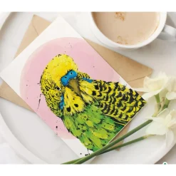Australian Geographic Bashful - Budgerigar Greeting Card by Shannon Dwyer