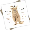 Australian Geographic Quokka Catching Feathers Greeting Card from PopcornBlue