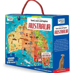 Australian Geographic Sassi Travel, Learn and Explore - Puzzle and Book Set - Australia, 210 pcs